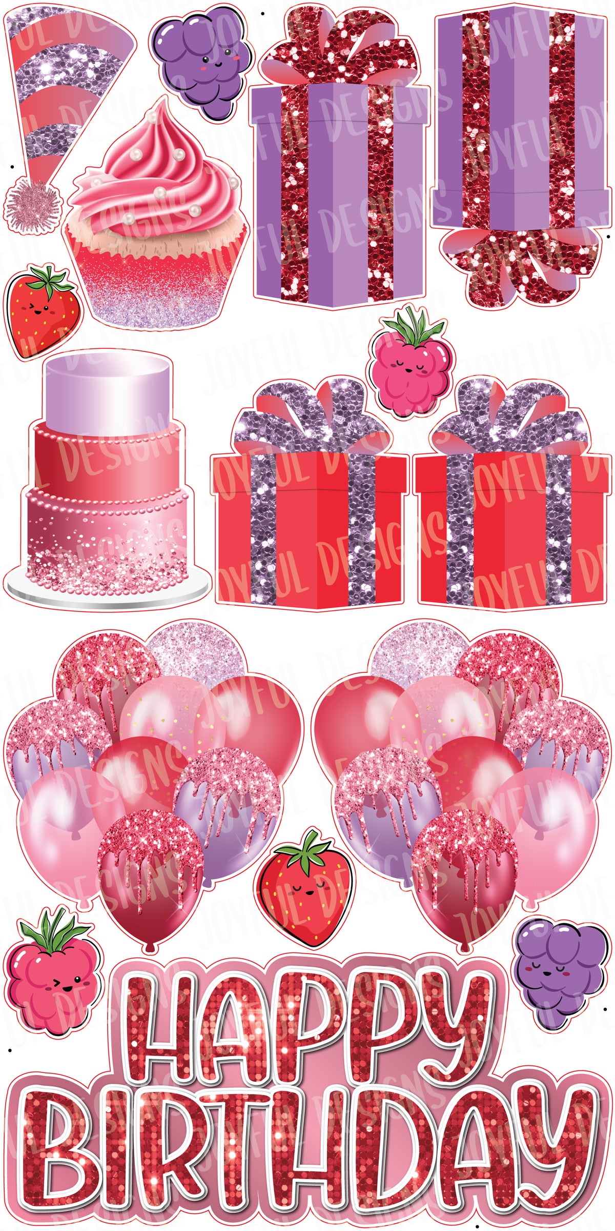 Berry Sweet "One and Done" Birthday Centerpiece & Flair Set
