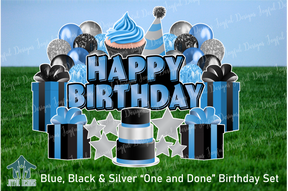 Blue, Black & Silver "One and Done" Birthday Set