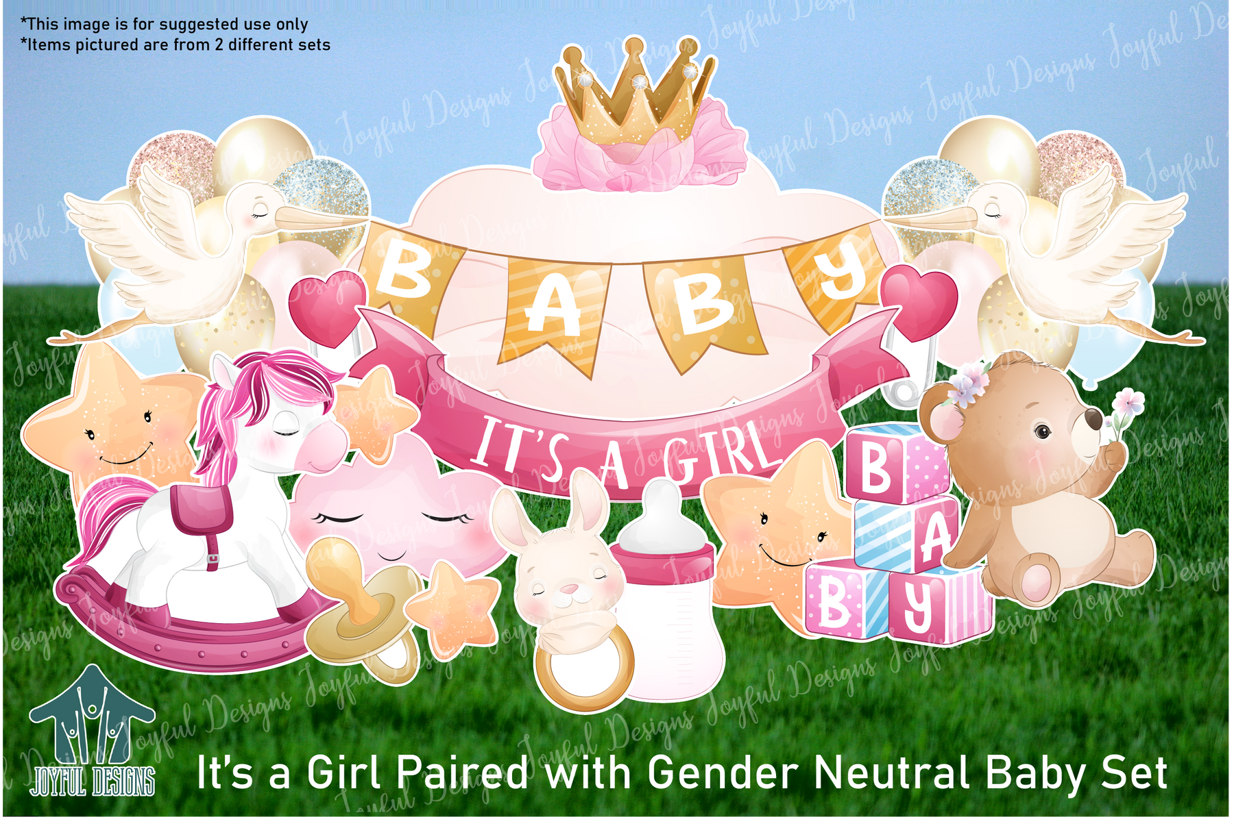 Gender Neutral Baby Centerpiece & Flair Theme Set