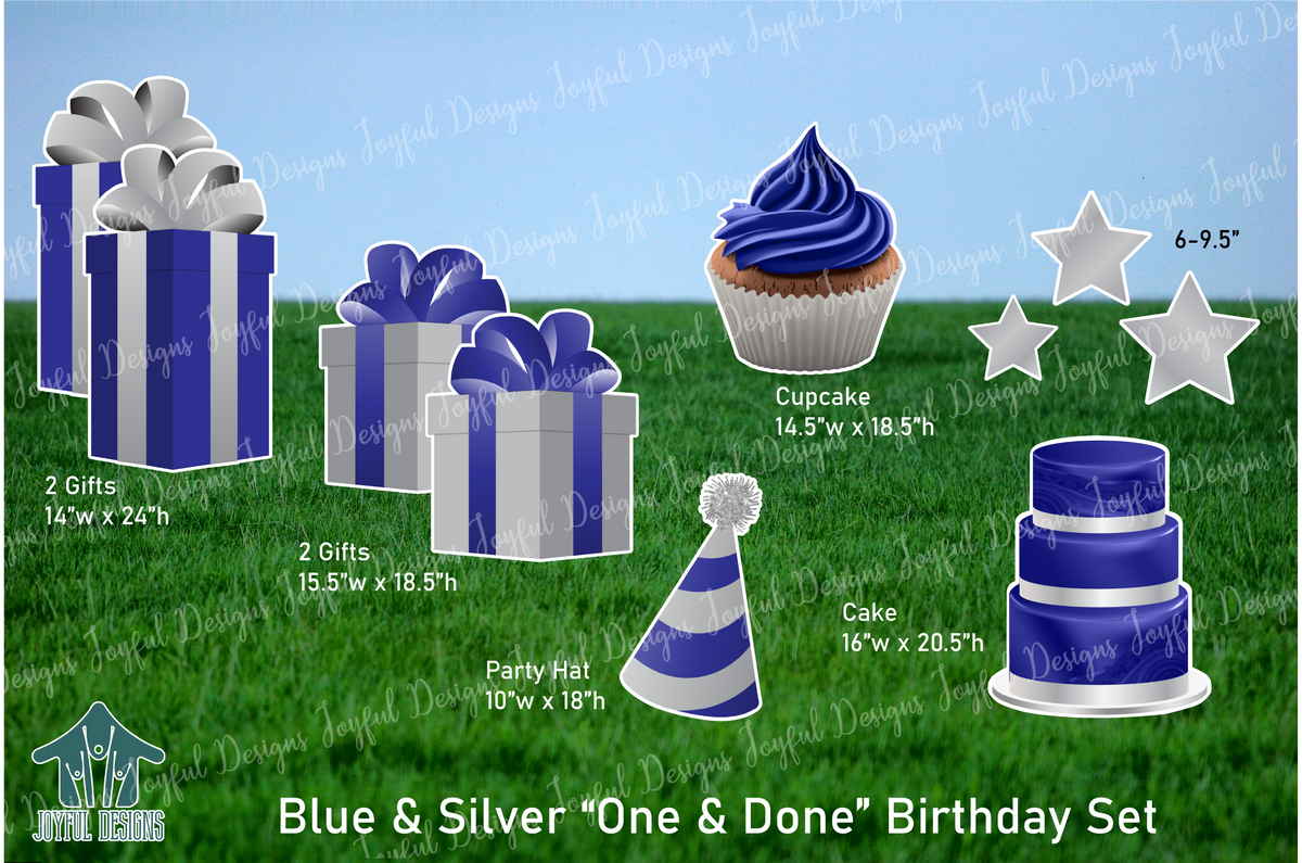 Blue & Silver "One and Done" Birthday Set