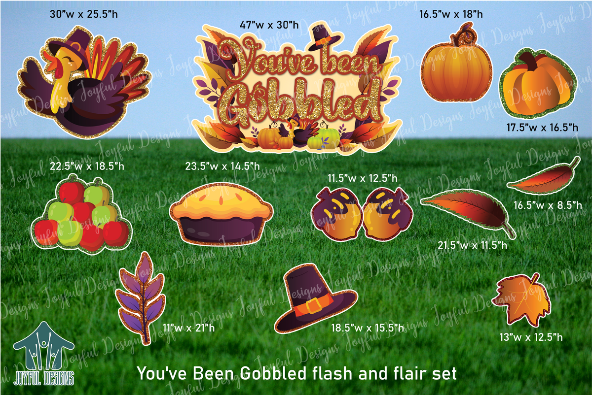 "You've Been Gobbled" Centerpiece and Flair Set