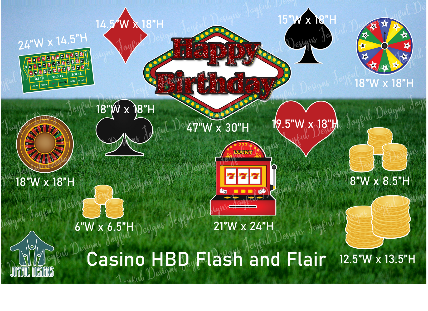 Casino Theme Happy Birthday Centerpiece and Flair