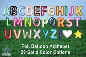 22" Foil Balloon Alphabet Set - 29 Solid Colors