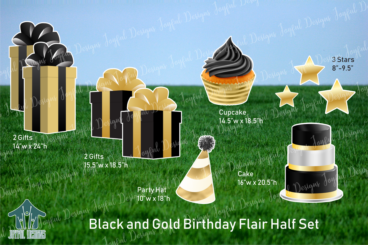 Black, White & Gold Birthday Flair from "one and done" set