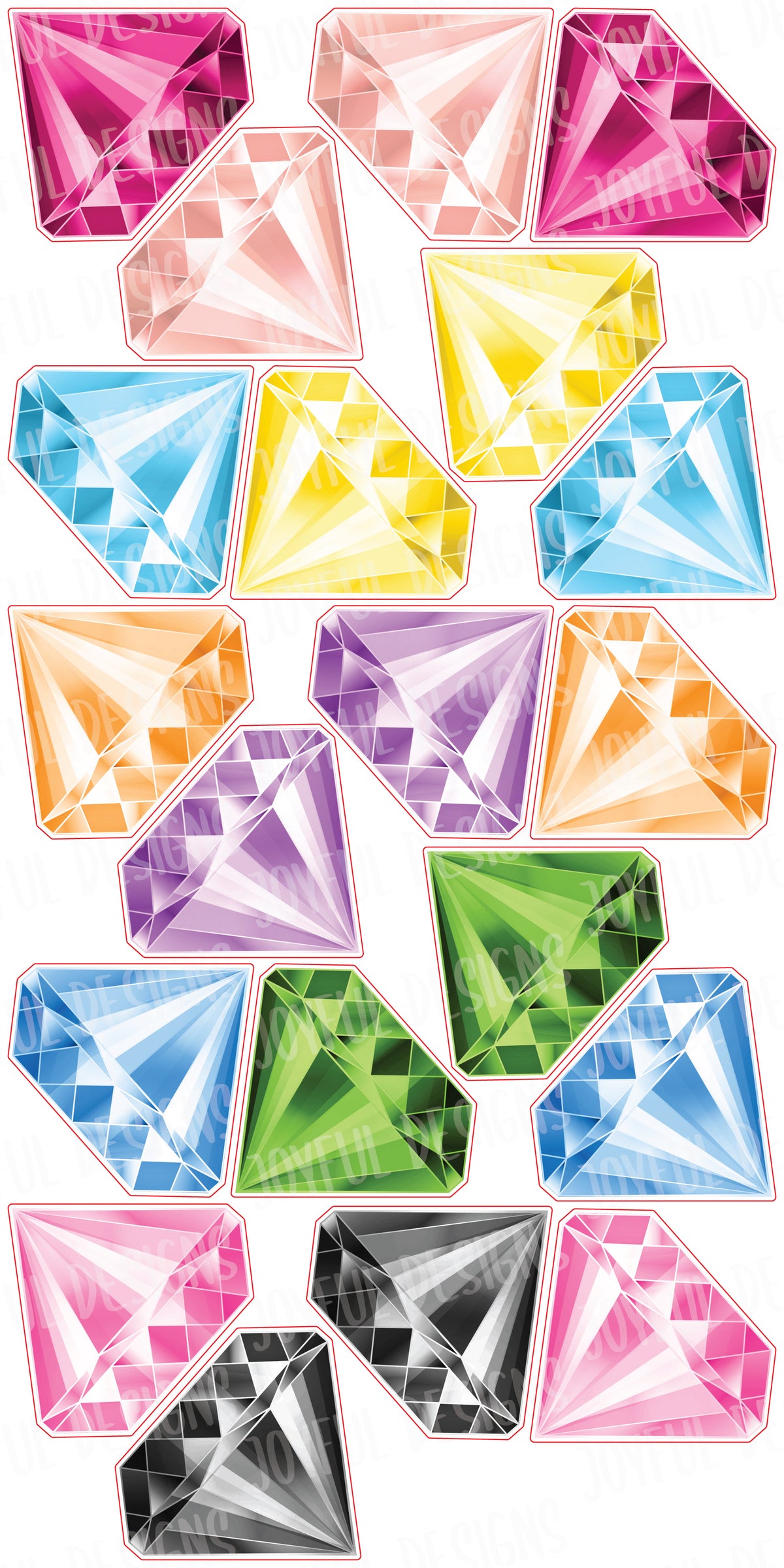 Gems - Set of 10 Mirrored Pairs - Pick Your Colors