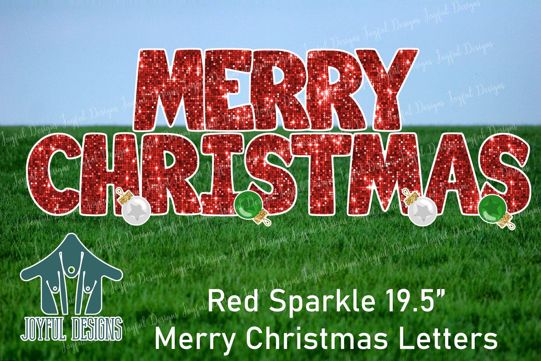 19.5" Red Sparkle Merry Christmas Letters