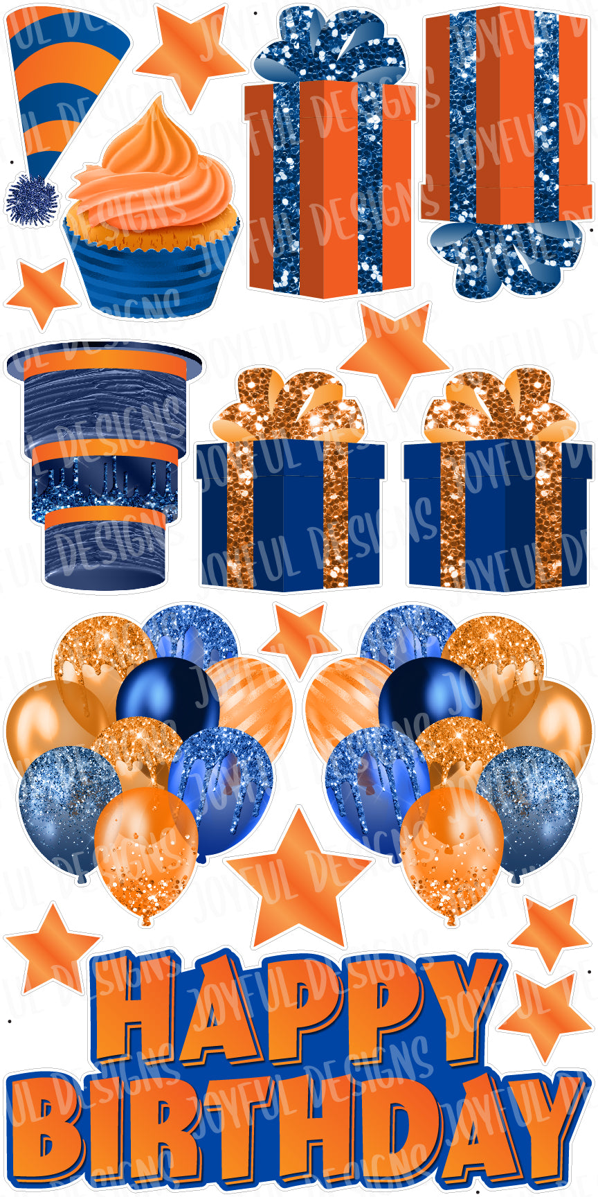 Orange and Blue "One and Done" Birthday Centerpiece & Flair Set
