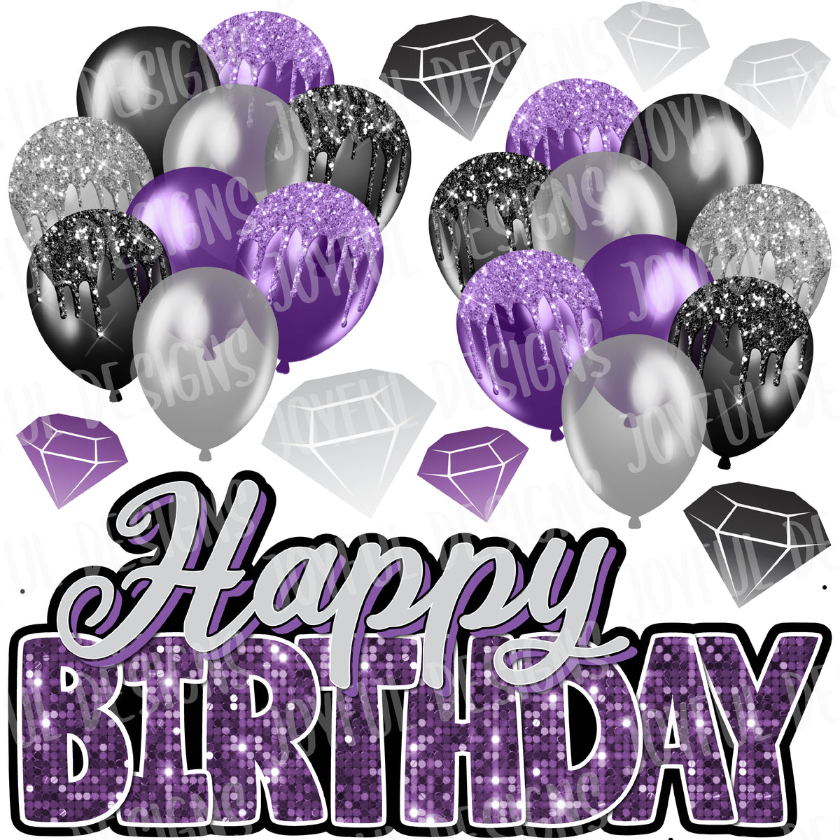 Purple Black & Silver Birthday Centerpiece & Balloon Half *From the ONE AND DONE set*