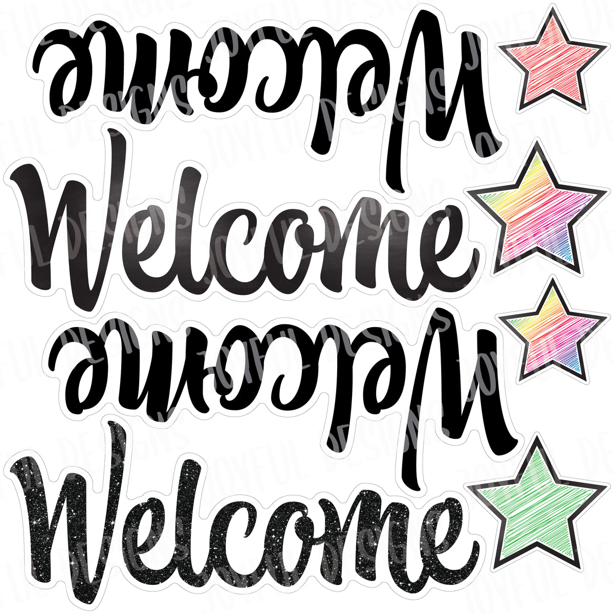 4 Welcome toppers - Script font *