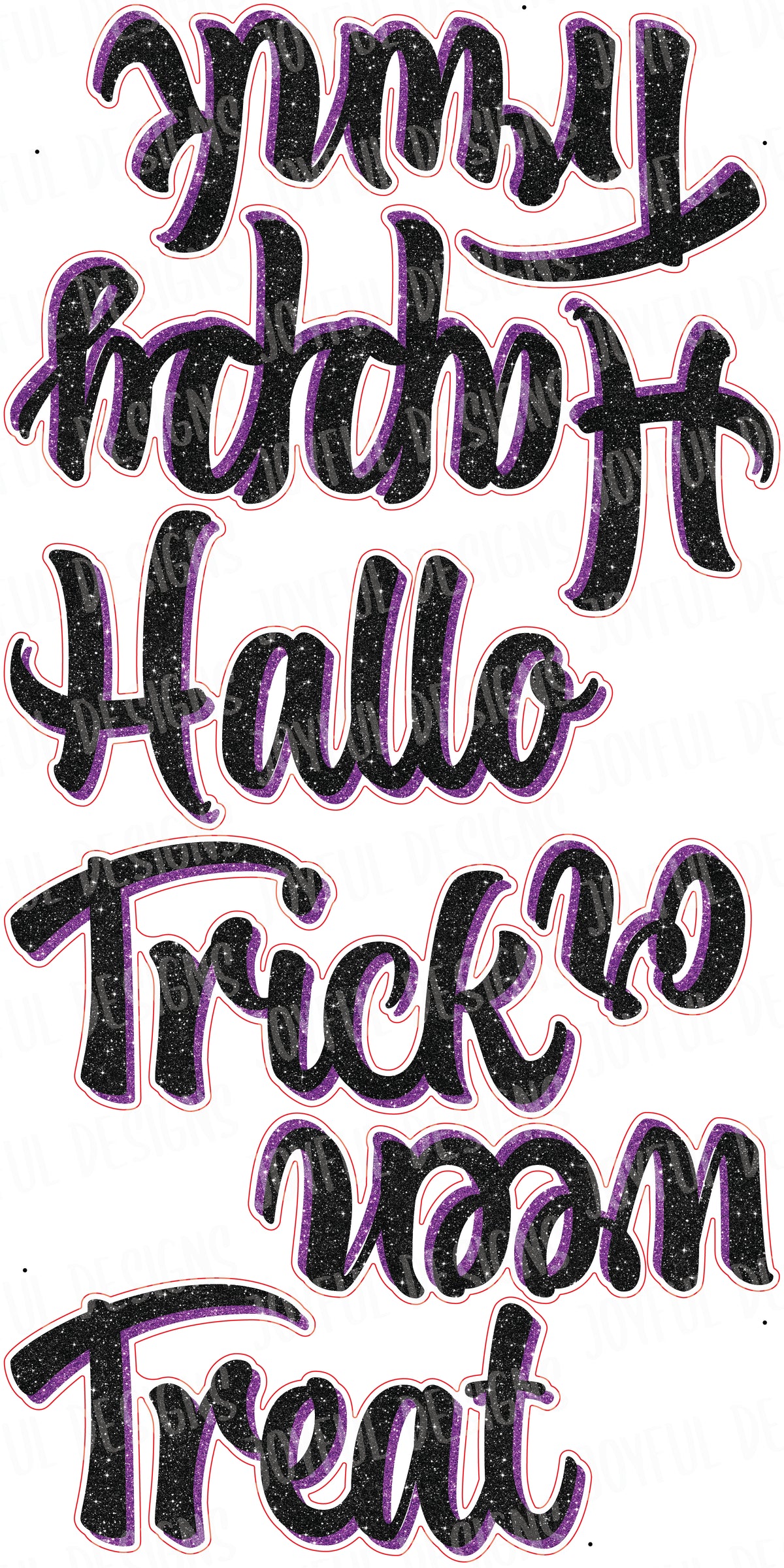 Halloween Script Font Quick Sets - Black Glitter with 3 Dropshadow Color Options
