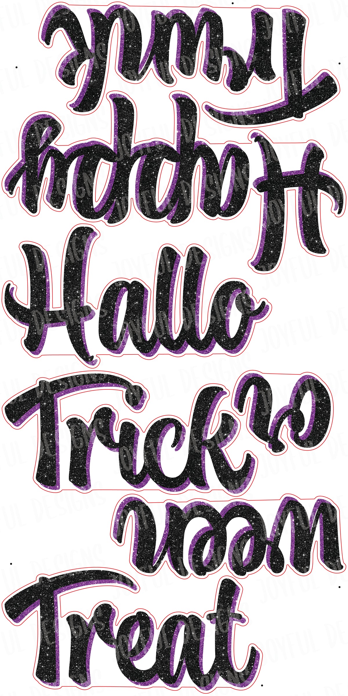 Halloween Script Font Quick Sets - Black Glitter with 3 Dropshadow Color Options