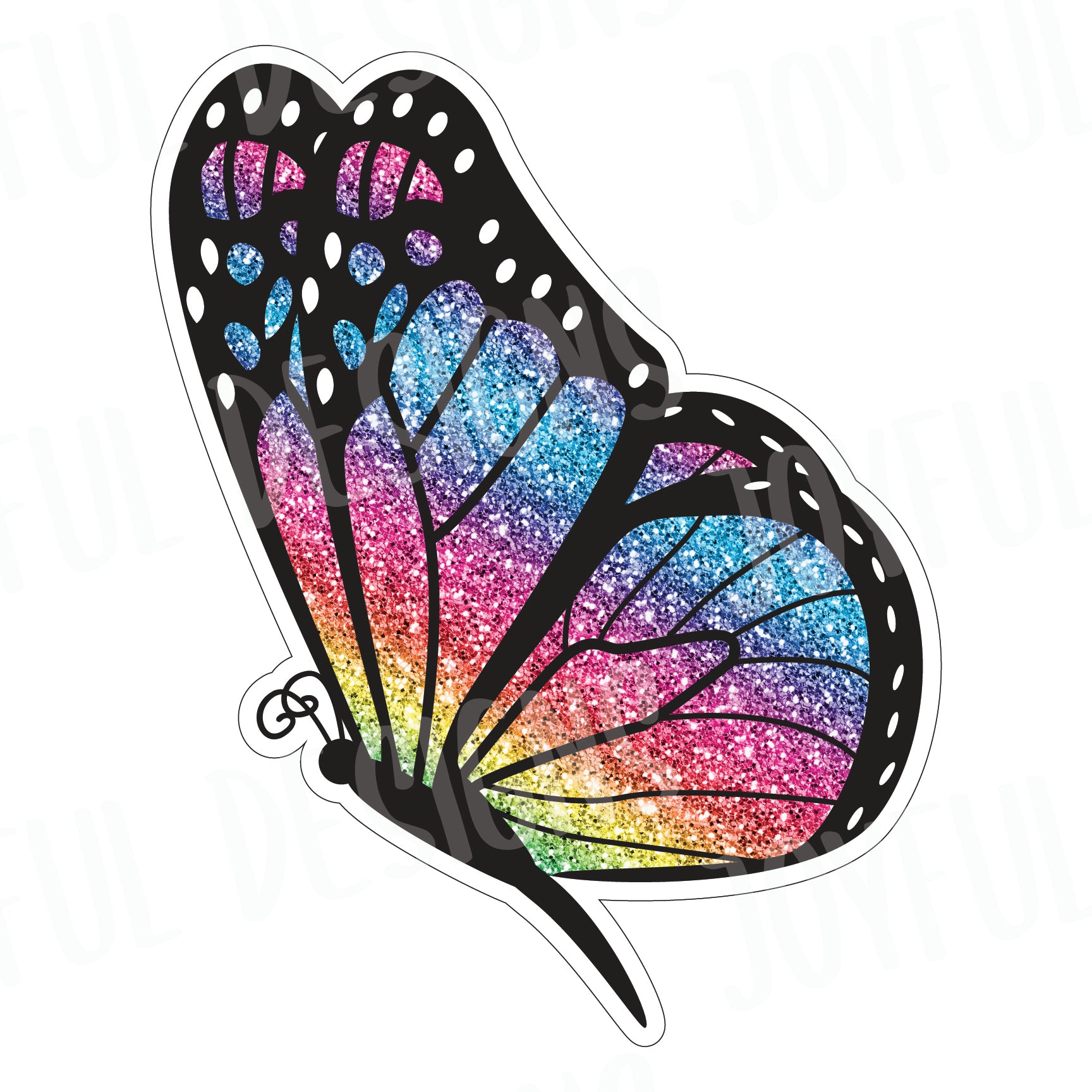*SINGLE* Rainbow Butterfly Glitter Half