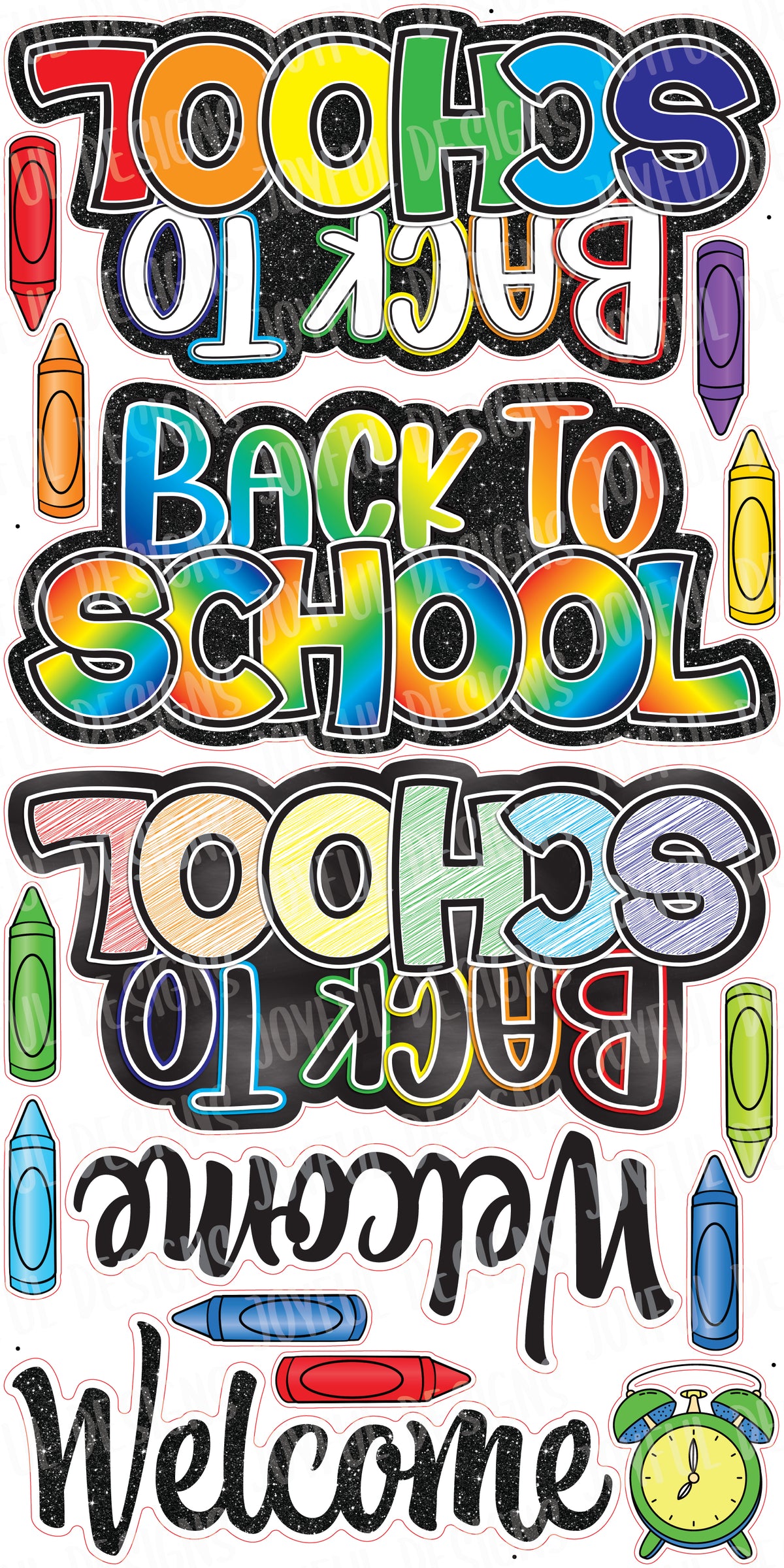 3 Back To School Centerpieces with 2 Script Font Welcome Toppers