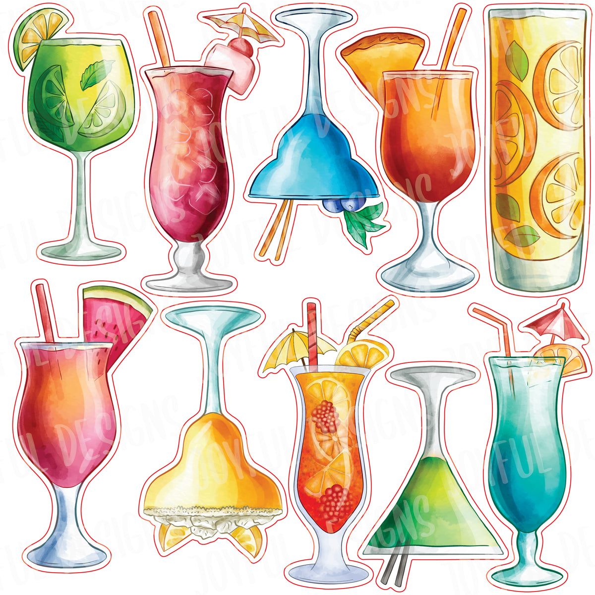 Colorful Cocktails Half Sheet