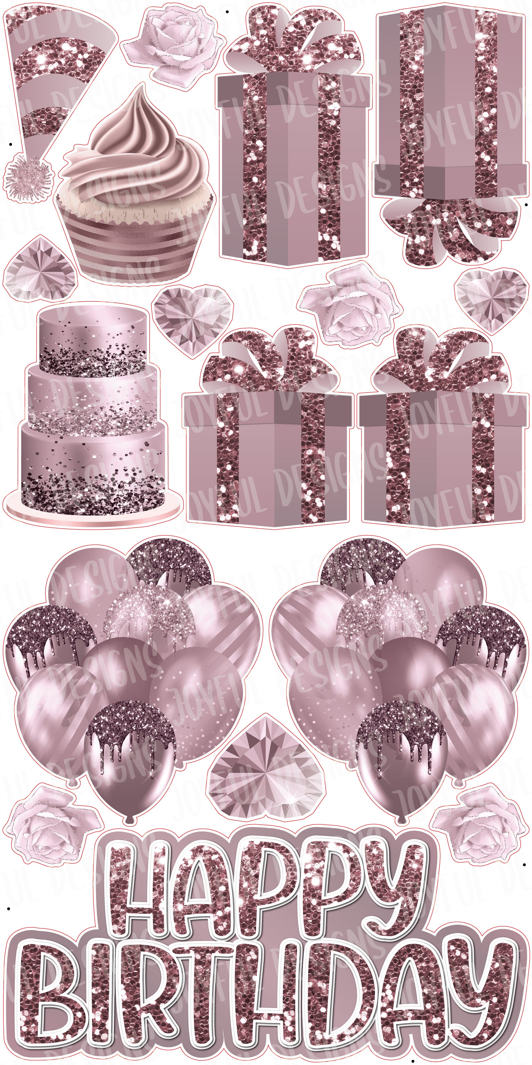 Desert Rose "One & Done" Birthday Centerpiece and Flair Set