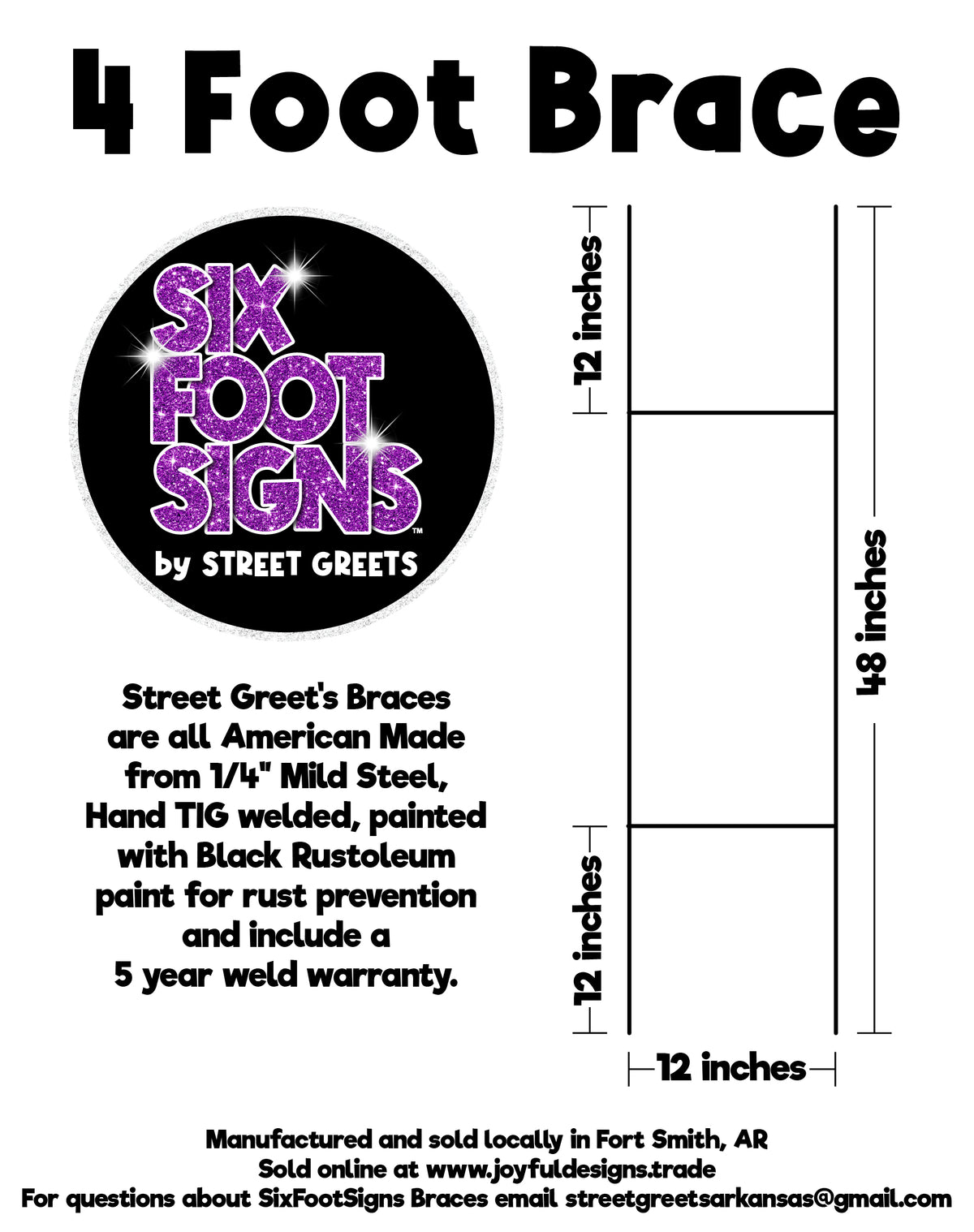 Street Greet's Braces - 4 Pack of 4 Foot Braces