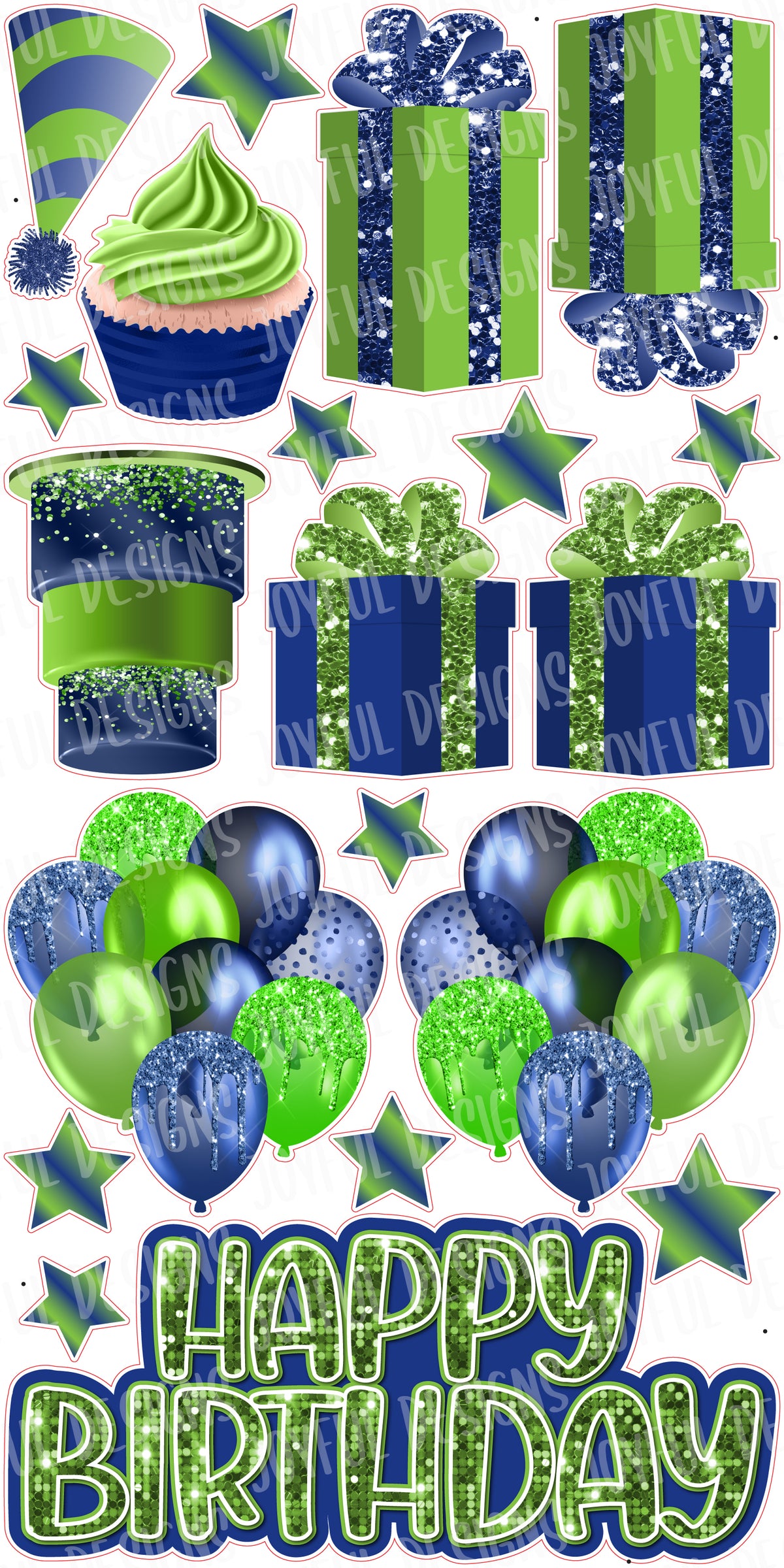 NEW CP STYLE Lime and Navy "One and Done" Happy Birthday Centerpiece and Flair