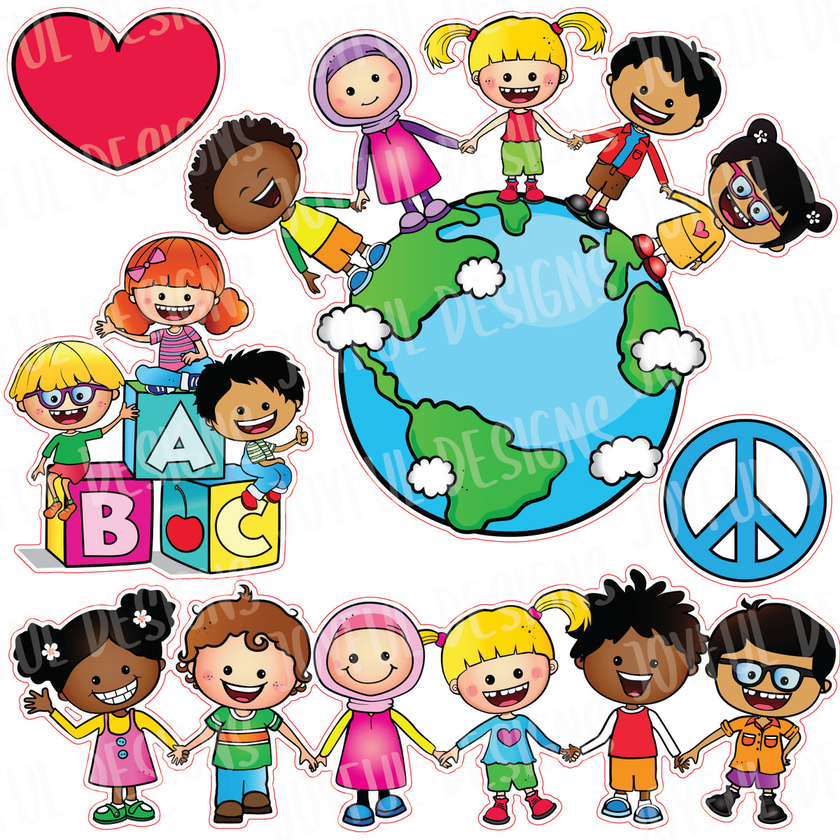 Cute School Kids - Peace, Love, Unity