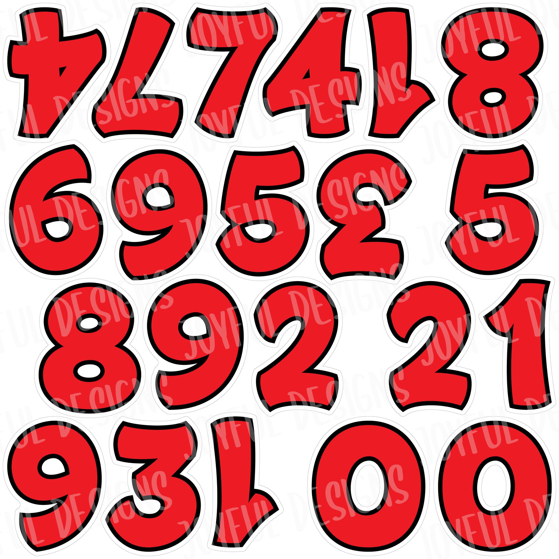 Bouncy Numbers 12" - 21 Piece Number Set - Pick Your Color