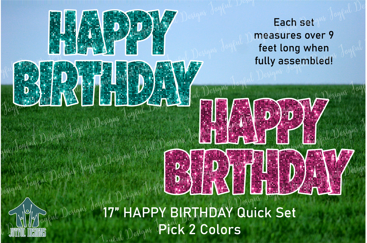17" Happy Birthday Quick Set - Pick 2 Colors