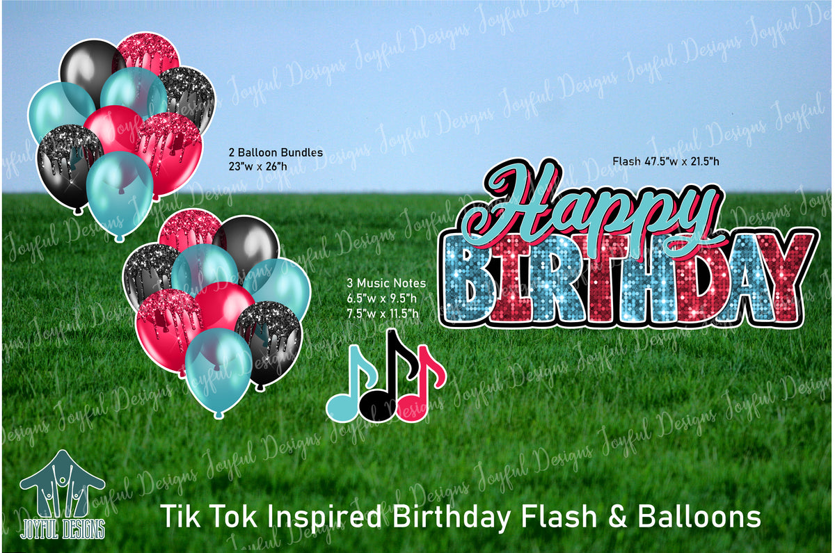 Tik Tok Inspired Birthday Centerpiece and Balloons
