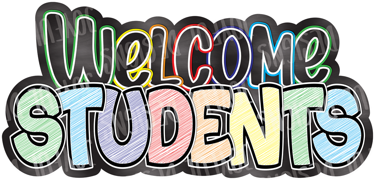 4 Welcome Students Centerpieces - Bouncy Font - With Backgrounds