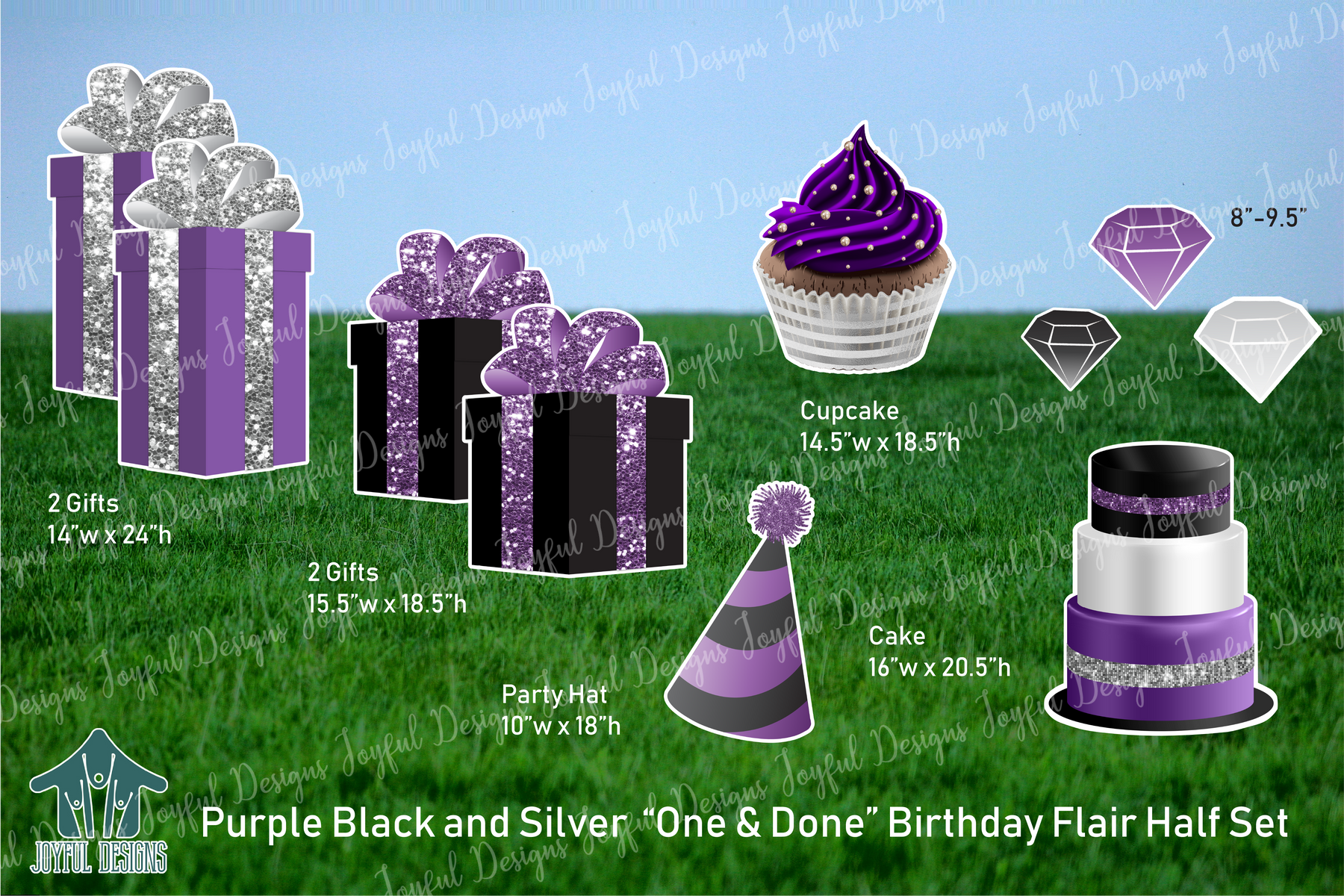 Purple, Black & Silver Birthday Flair