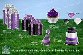 Purple, Black & Silver "One and Done" Birthday Set