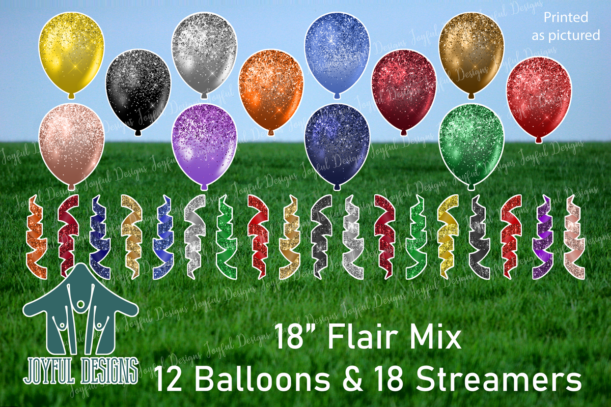 18" Balloon & Streamer Flair Mix