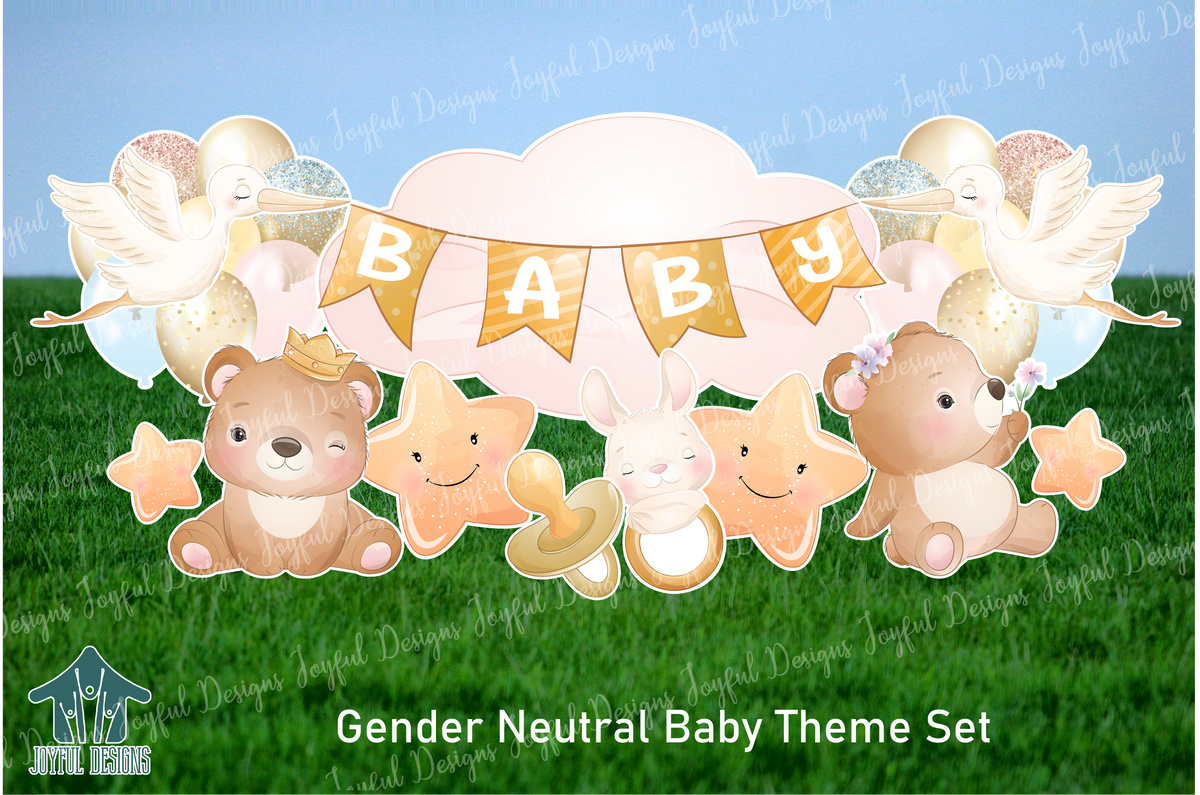 Gender Neutral Baby Centerpiece & Flair Theme Set