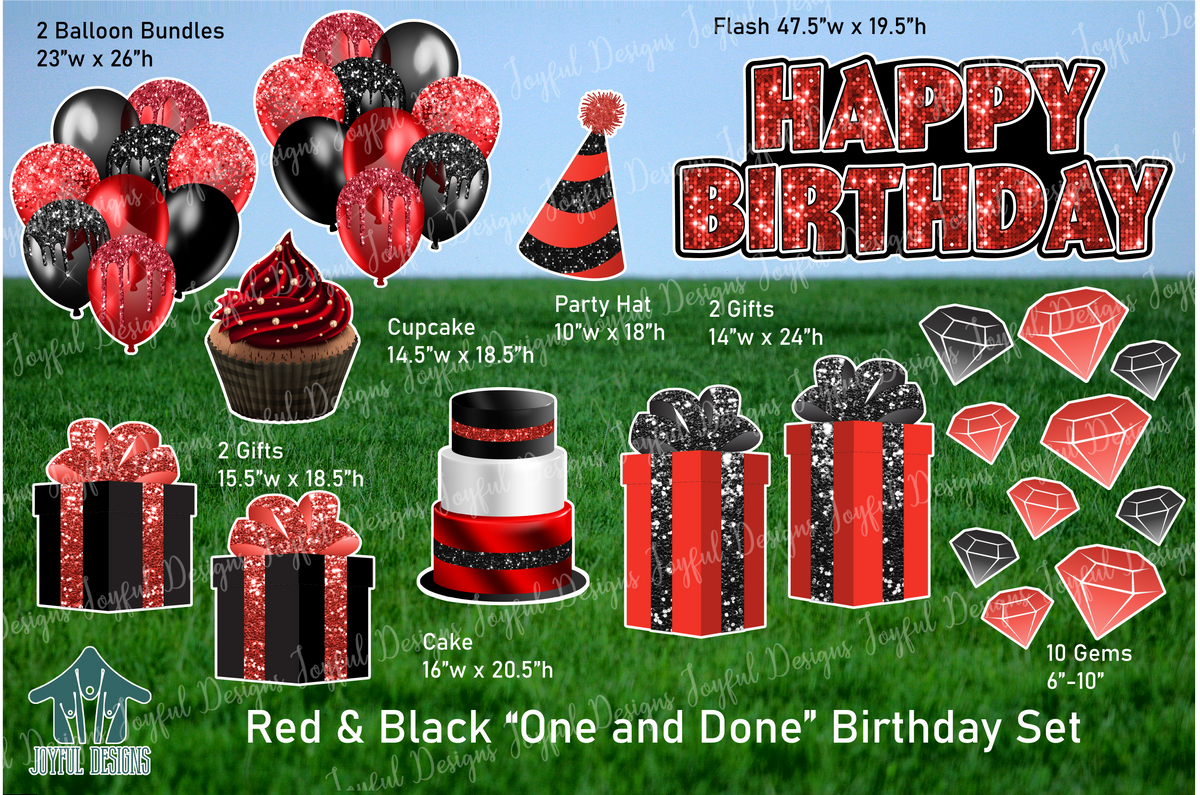 Red and Black "One and Done" Birthday Set