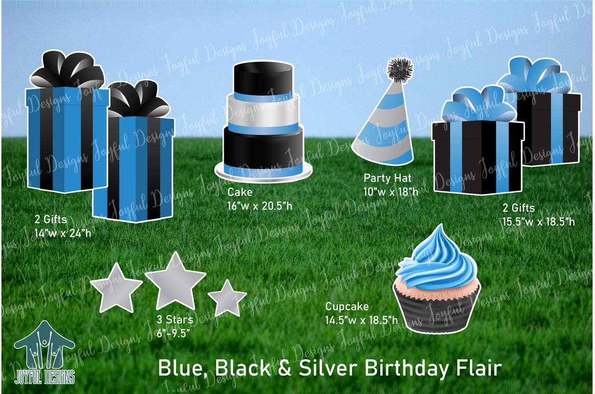 Blue, Black & Silver Birthday Flair