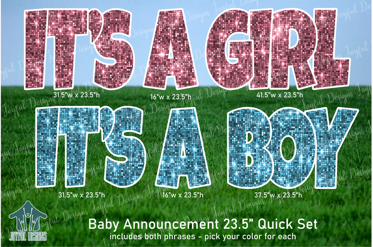 Baby Announcement Quick Set - IT'S A GIRL and IT'S A BOY