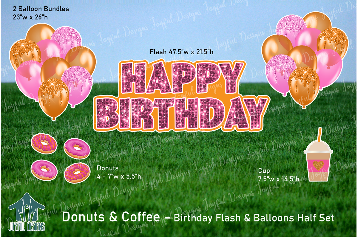 Donuts & Coffee - Birthday Centerpiece & Balloons
