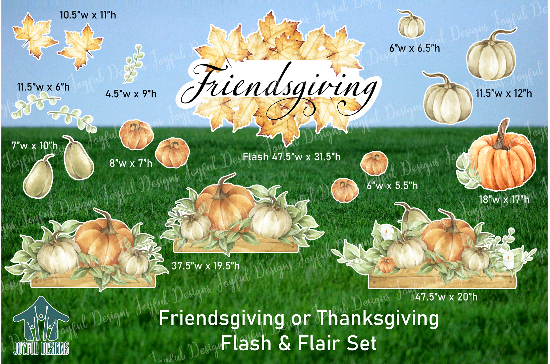 Friendsgiving or Thanksgiving Centerpiece & Flair Set
