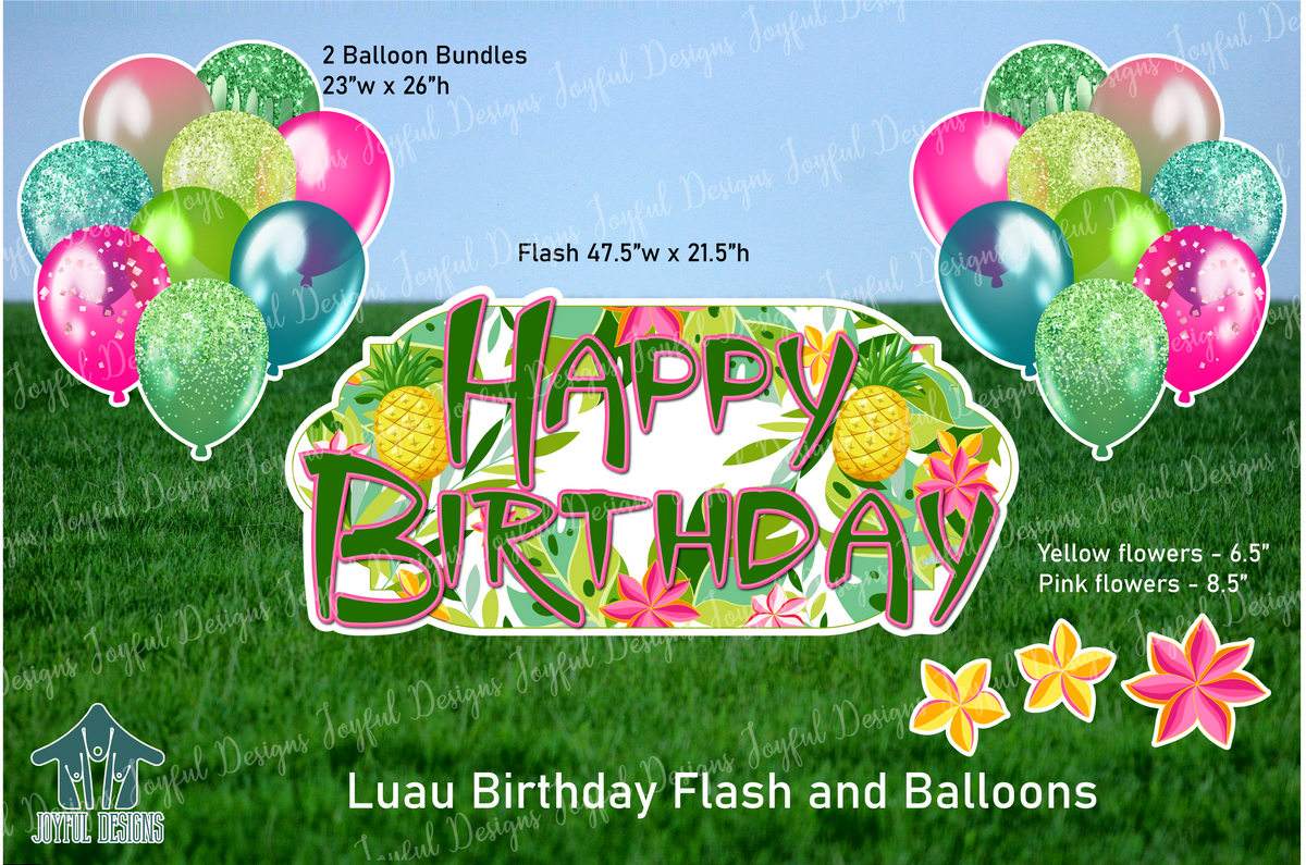 Luau Birthday Centerpiece & Balloons from "One and Done" Set