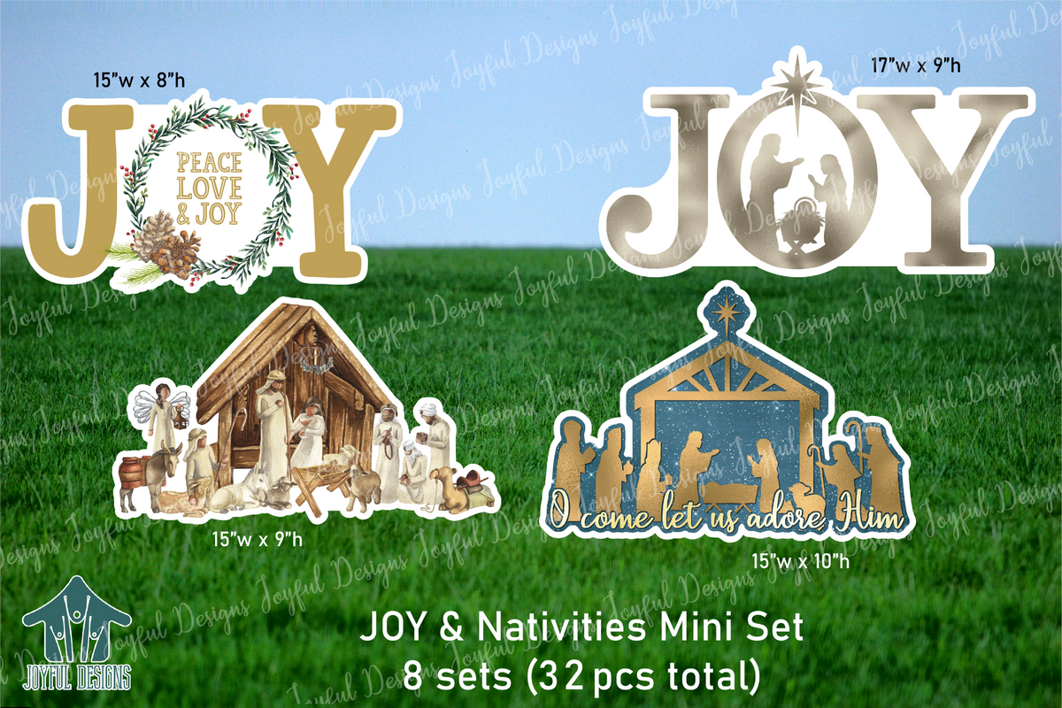 Joy & Nativity Mini Centerpieces - 8 Sets (32 Pieces Total)