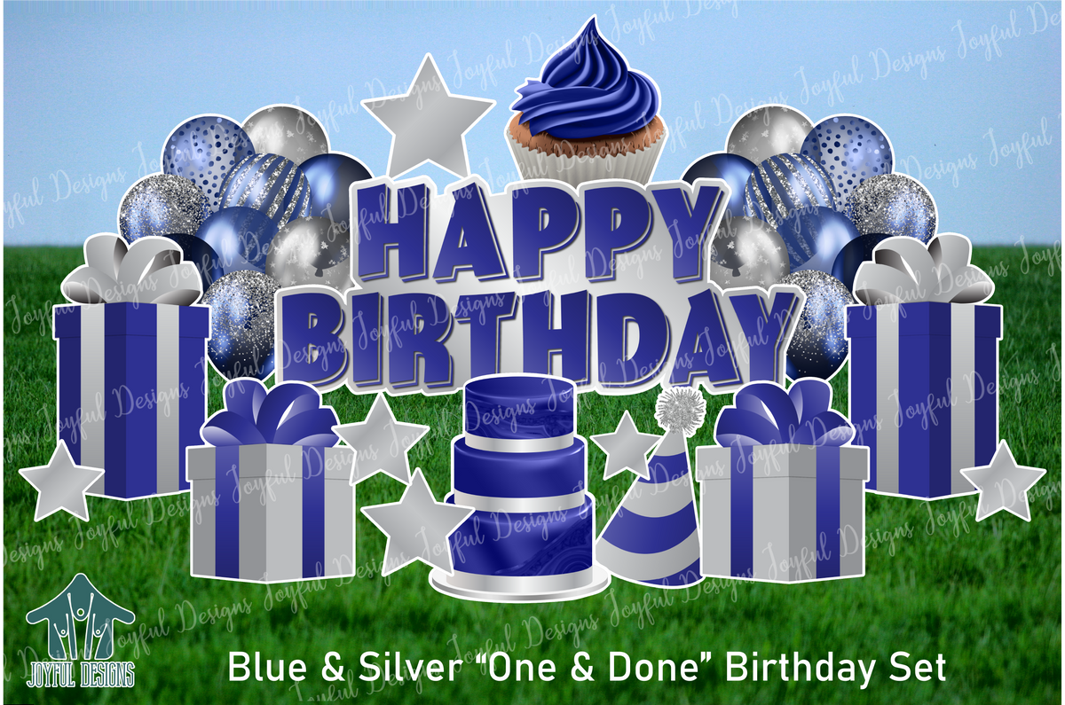 Blue & Silver "One and Done" Birthday Set