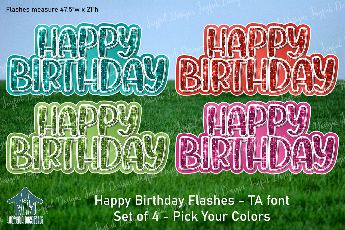 Happy Birthday Centerpieces - Set of 4 - TA font - Pick your colors