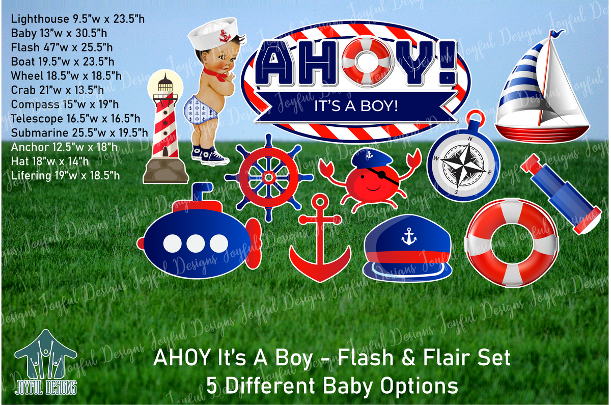 AHOY! It's a Boy! Centerpiece & Flair set - 5 Baby Options