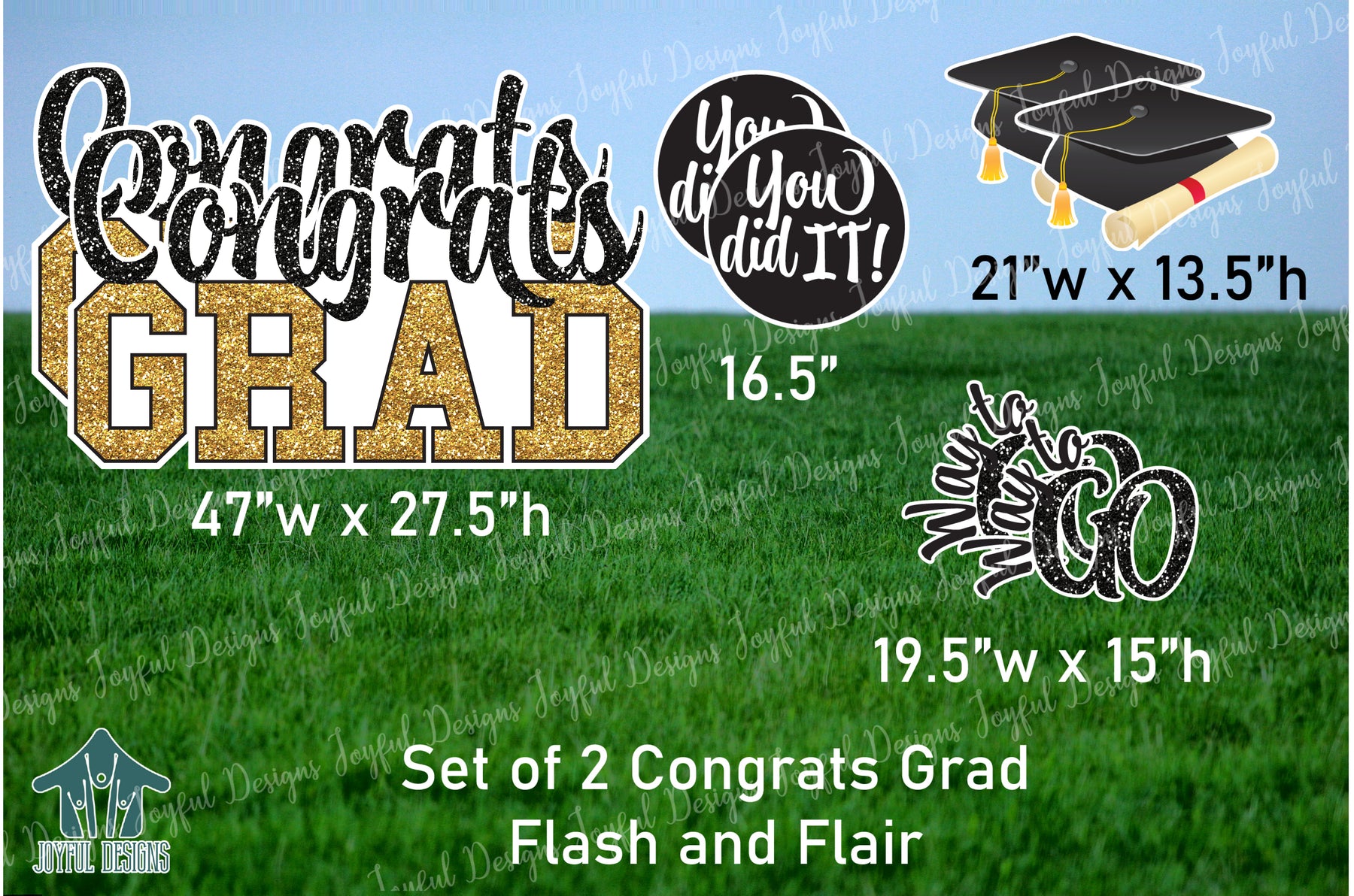 Graduation Centerpiece and Flair - 2 sets - 10 Color Options