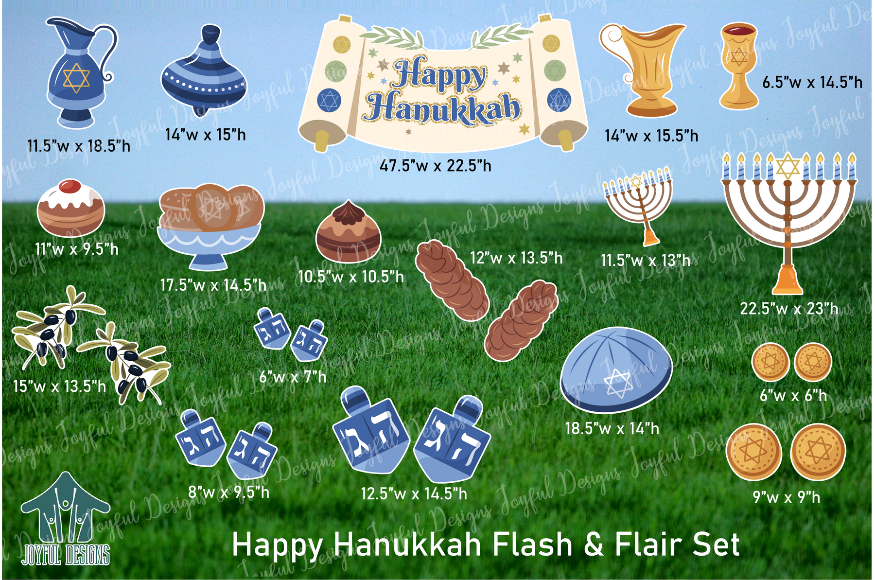 Happy Hanukkah Centerpiece & Flair Set