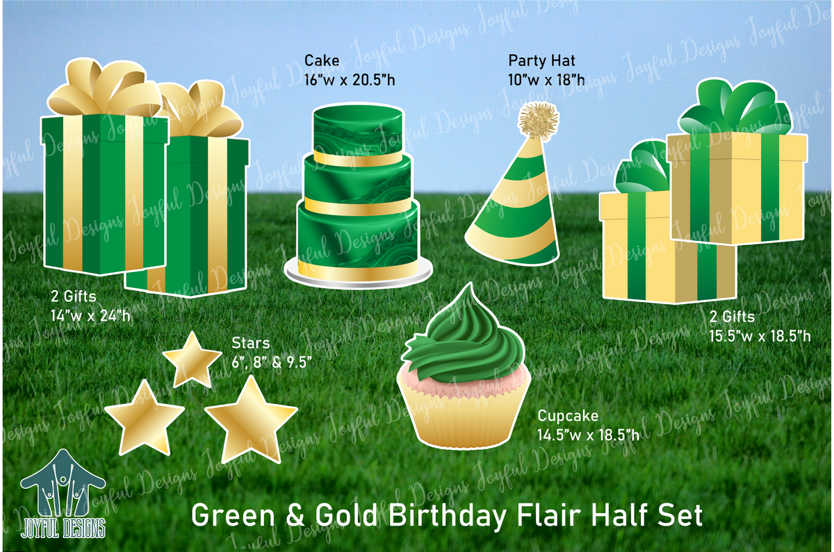 Green and Gold Birthday Flair