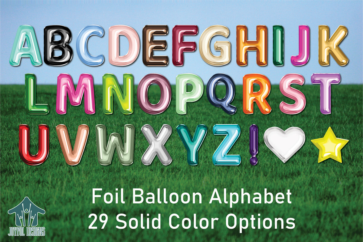 22" Foil Balloon Alphabet Set - 29 Solid Colors