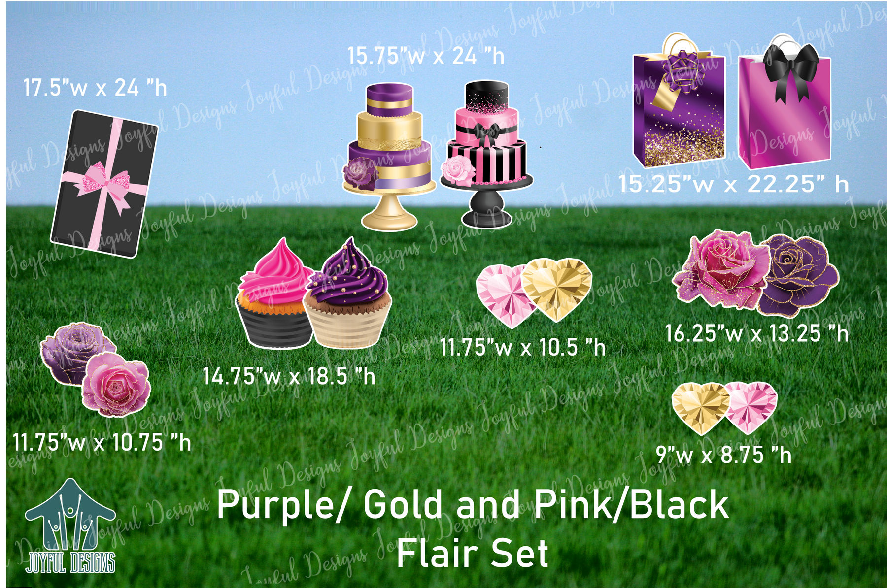 Purple/ Gold and Pink/ Black Flair Set