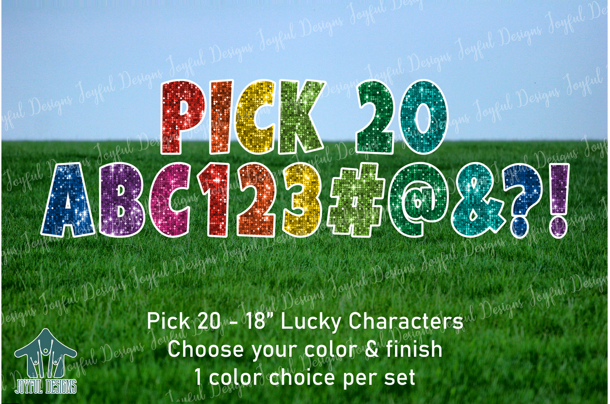 Pick 20 Alphabet Supplement - Lucky Guy Font - 18" Characters
