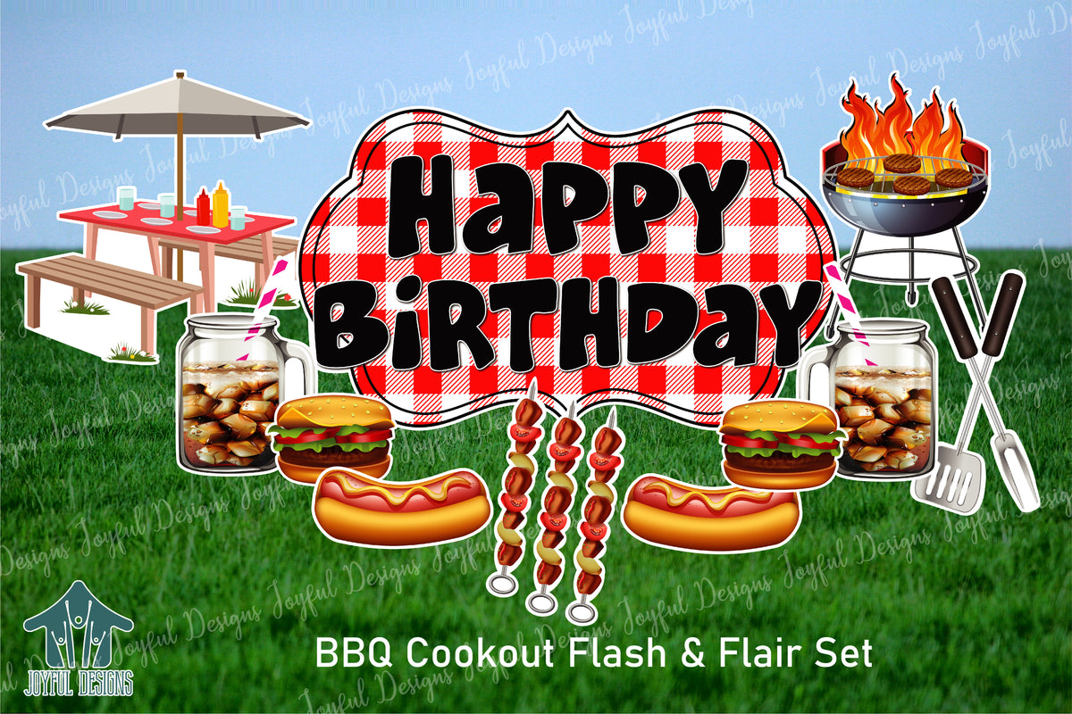 BBQ Cookout Birthday Centerpiece & Flair Set