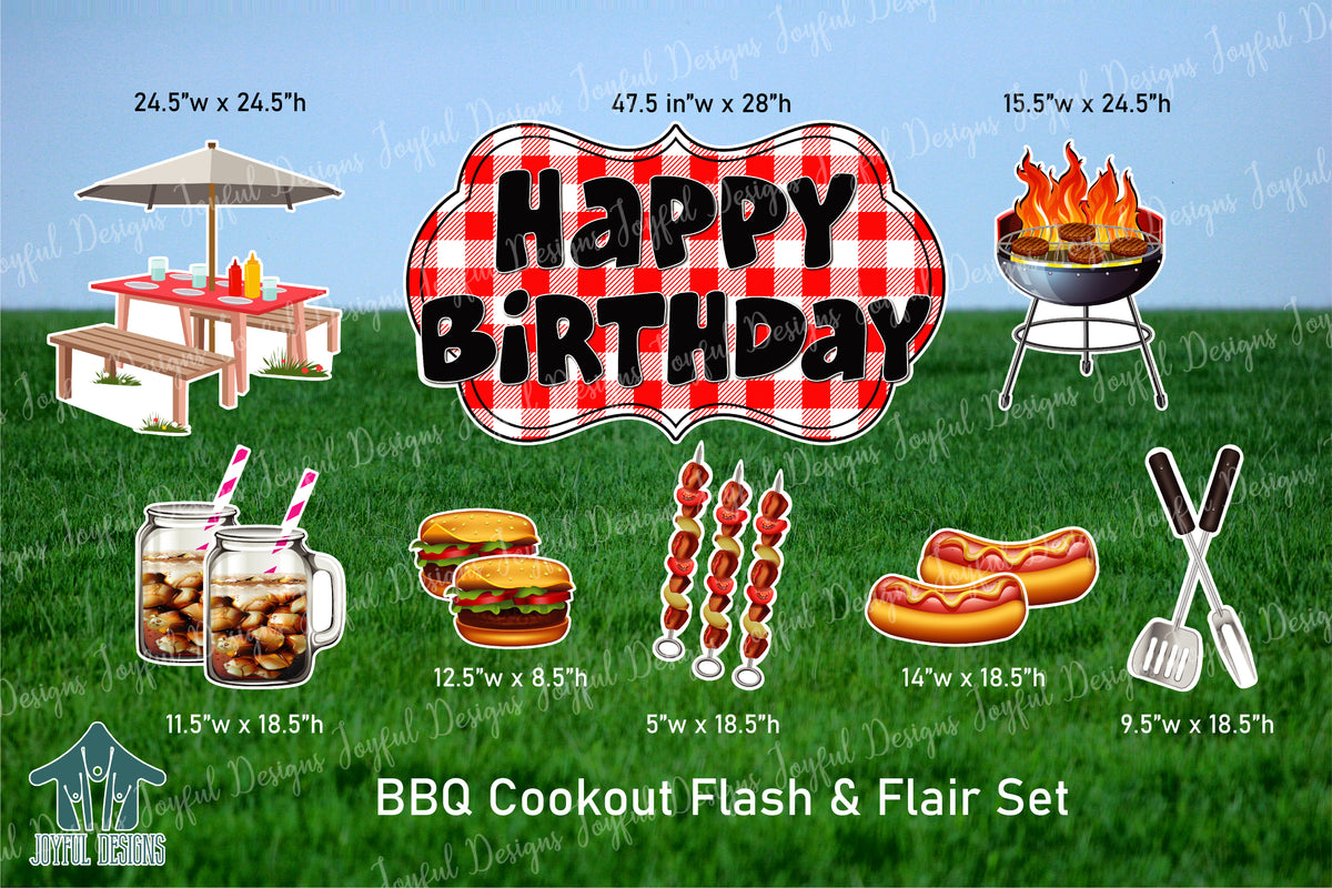 BBQ Cookout Birthday Centerpiece & Flair Set
