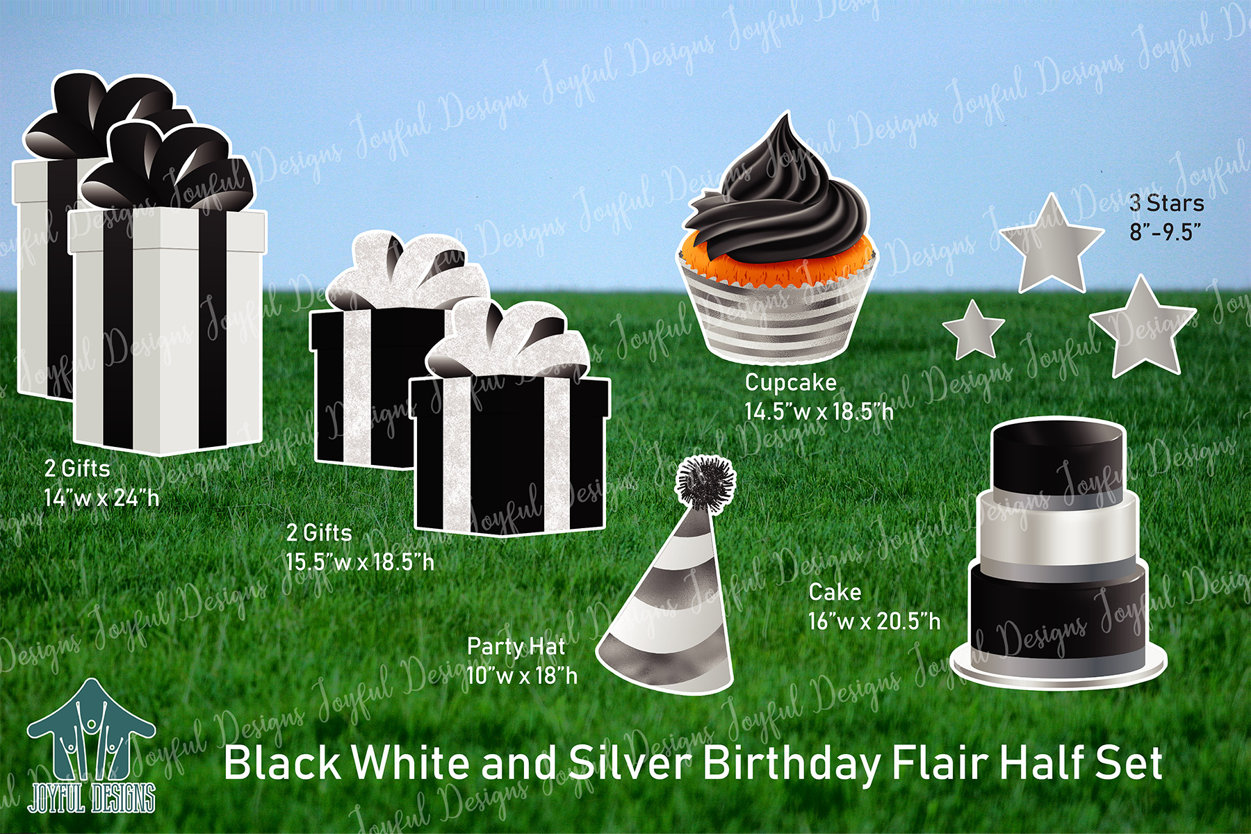 Black, White & Silver "One and Done" Birthday Set