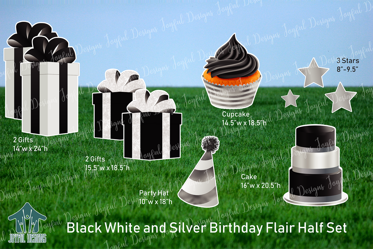 Black, White & Silver Birthday Flair